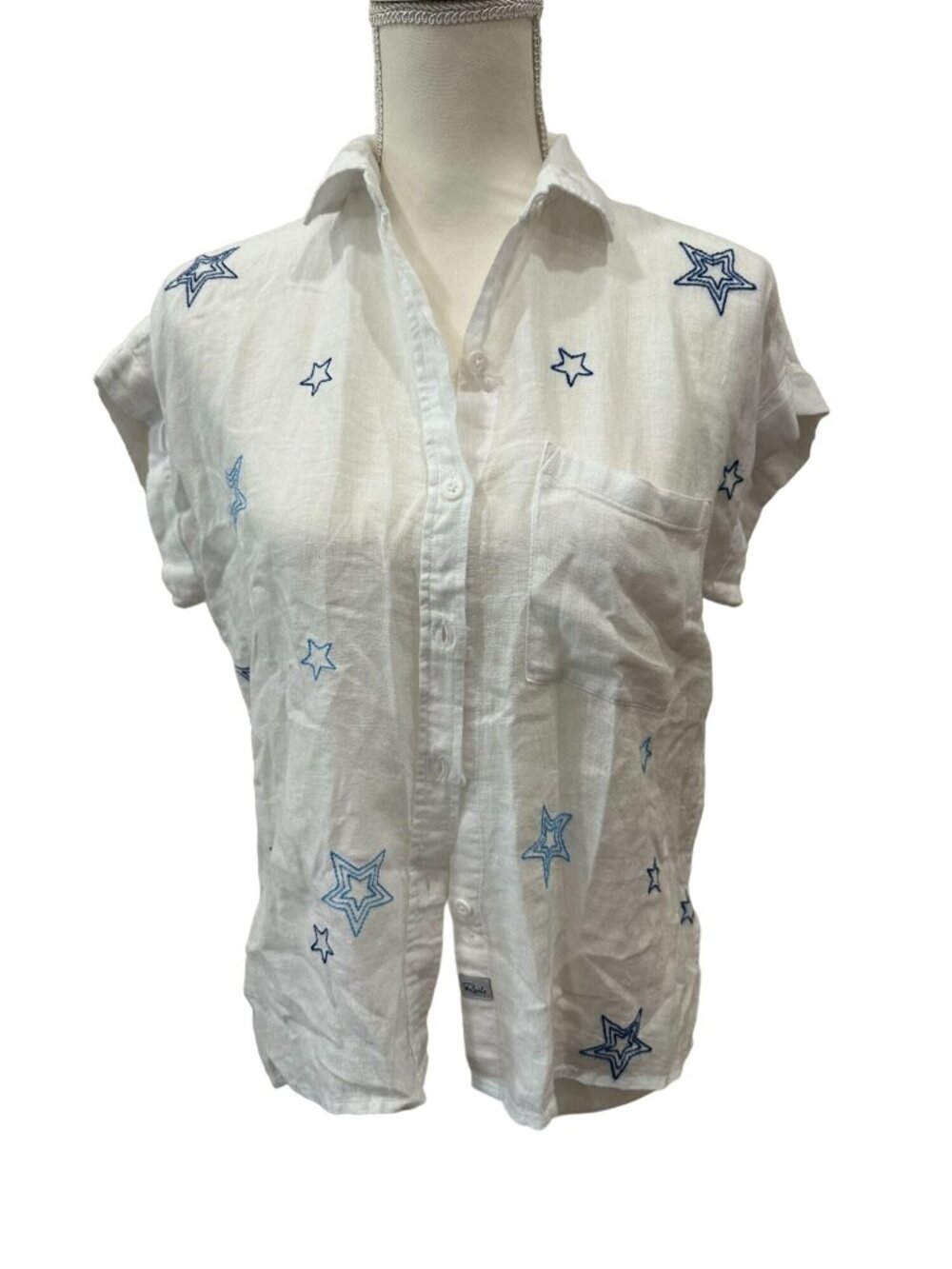 RAILS White Star Embroidered Button Down Shirt Size XXS